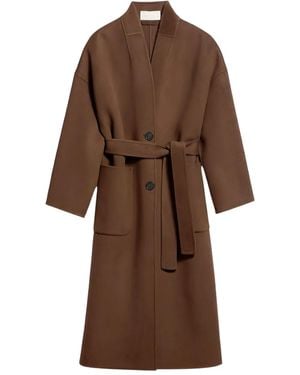 Vanessa Bruno Cappotto Con Cintura E Tasca Con Patta - Marrone