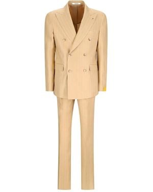 Tagliatore Pinstripe-Pattern Double-Breasted Suit - Natural