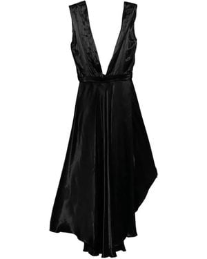 Tessitura Body Couture Pleated Silk Midi Dress - Black