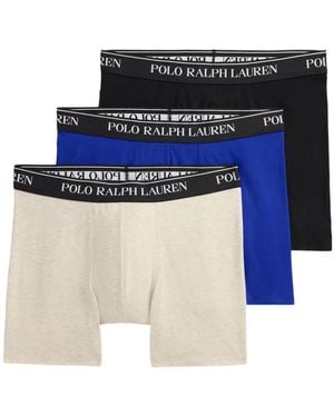 Polo Ralph Lauren Elastic-Waistband Boxer Briefs Pack Of Three - Blue