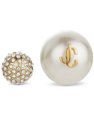 Jimmy Choo Pendientes Auri Con Aplique Del Logo - Blanco