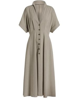 Alberta Ferretti Tweed Viscose Polyester Dress - Natural