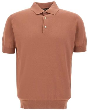 FILIPPO DE LAURENTIIS Ribbed-Trim Polo Shirt - Orange