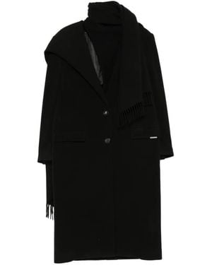 The Attico Abrigo Con Bufanda Y Flecos - Negro