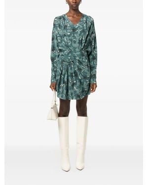 IRO Fontana Abstract-Pattern Draped Mini Dress - Green