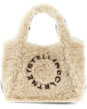 Stella McCartney Logo-Embroidered Shearling-Effect Tote Bag - Natural
