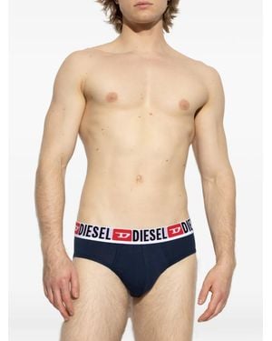 DIESEL Umbr-Andre-Threepack Logo-Waistband Briefs - Blue
