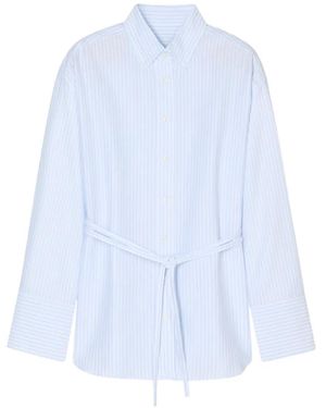 Closed Blouse Met Ceintuur - Wit