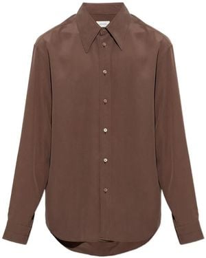 Lemaire Pointed-Collar Shirt - Brown