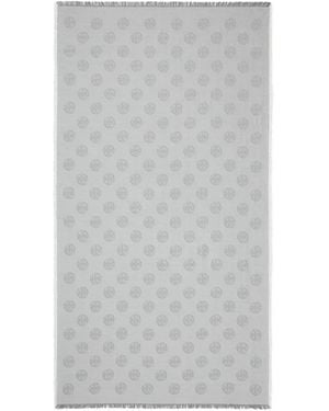 Tory Burch Medallion Logo Oblong Scarf - Gray