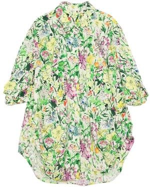 JNBY Floral-Print Gathered Shirt - Green