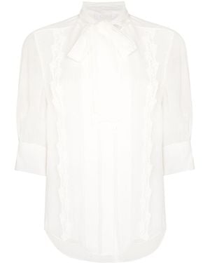 Chloé Scarf-Neck Silk Shirt - White