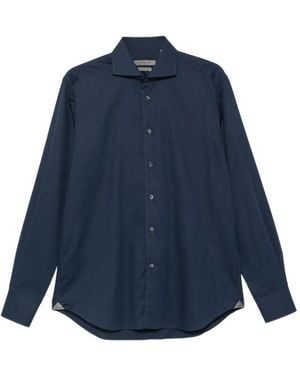 Corneliani Spread-Collar Long-Sleeved Shirt - Blue