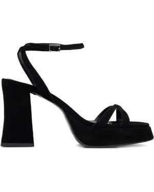 HUGO Suede Heeled Sandals - Nero
