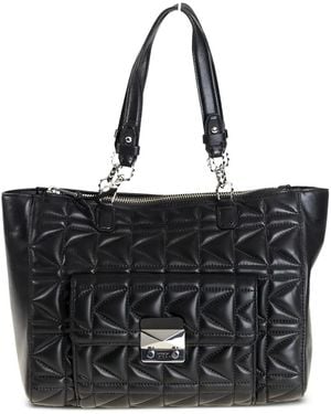 KARL LAGERFELD Quilted Leather Tote Bag - Black
