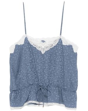 Chloé Jacquard-Oberteil Mit Spitzenbesatz - Blau