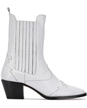 Paris Texas Snakeskin Effect Cowboy Boots - White