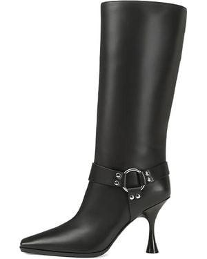 Sergio Rossi 75Mm Leather Heeled Boots - Black