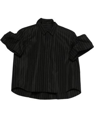Sacai Puff-Sleeved Pinstripe Shirt - Black