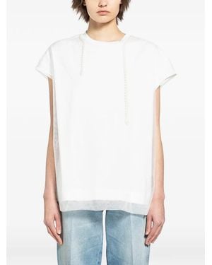 Simone Rocha Pearl-Embellished Layered T-Shirt - White
