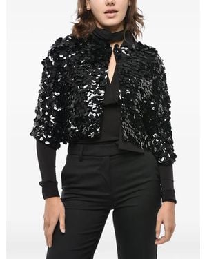 P.A.R.O.S.H. Sequin-Embellished Cropped Jacket - Black