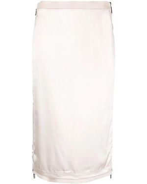 Fendi Satin-Finish Gabardine Midi Skirt - White