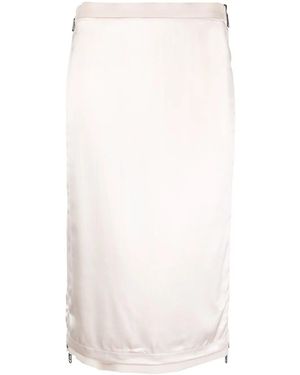 Fendi Satin-Finish Gabardine Midi Skirt - White
