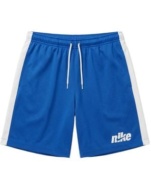 Nike Logo-Print Side-Stripe Shorts - Blue