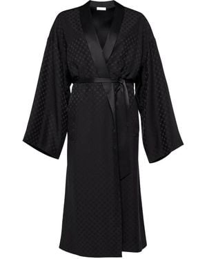 Eres Mondaine Satijnen Badjas Met Jacquard - Zwart