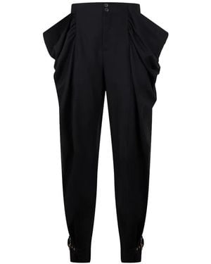 Alberta Ferretti Pleated Buckled-Cuff Trousers - Black