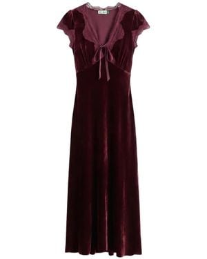 RIXO London Robe Mi-Longue Amari En Velours À Finitions En Dentelle - Purple