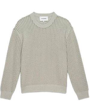 FRAME Open-Knit Crew-Neck Sweater - White
