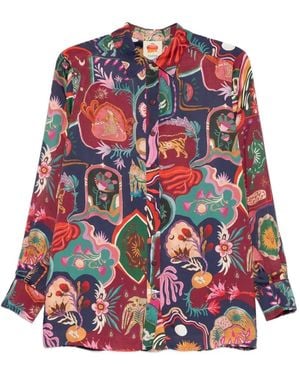FARM Rio Floral Print Shir - Red