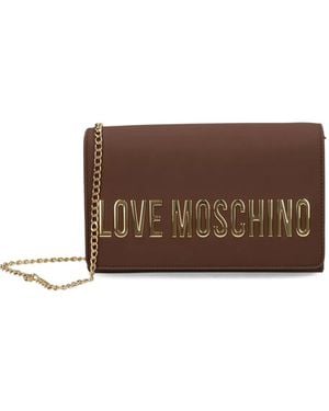 Love Moschino Logo-Plaque Chain Cross Body Bag - Brown