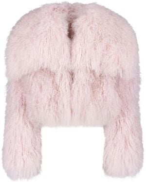 The Attico Oversized Shearling Jacket - Pink