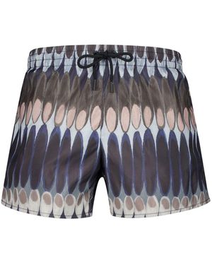 Commas Graphic-Print Swim Shorts - Blue