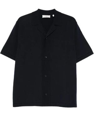 Les Deux Emmett Flower-Intarsia Shirt - Black