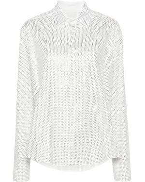 GIUSEPPE DI MORABITO Crystal-Embellished Poplin Shirt - White