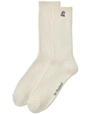 Undercover Ribbed-Knit Socks - White