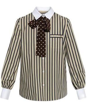 Valentino Garavani Striped Bow-Detail Shirt - White