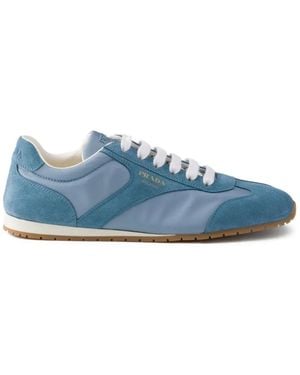 Prada Baskets En Daim - Bleu