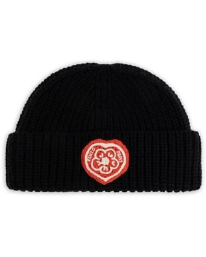 KENZO Logo Patch Beanie - Black