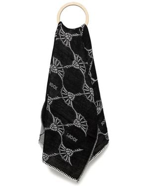 Joop! Logo-Patterned Blanket-Stitch Scarf - Black