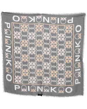 Pinko Printed Fringed Scarf - Gray