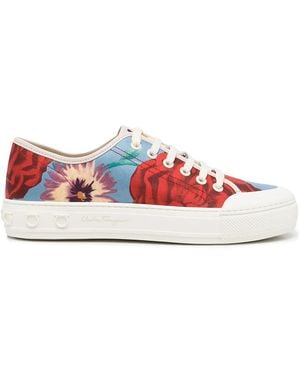 Ferragamo Sneakers Mit Blumen-Print - Rot