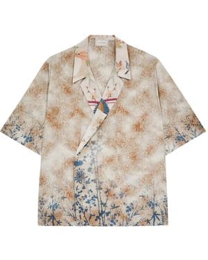 Pierre Louis Mascia Floral-Print Wrap Shirt - White