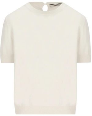 Tagliatore Short-Sleeve Silk Top - White