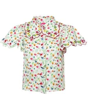 Celiab Top Sailing Scalloped Ruffled Shirt - White