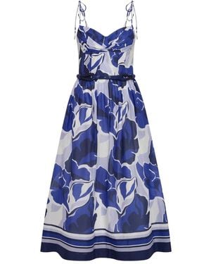 Rebecca Vallance Robe Paros À Fleurs - Bleu