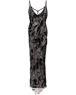 Mugler Flocked Maxi Dress - Black
